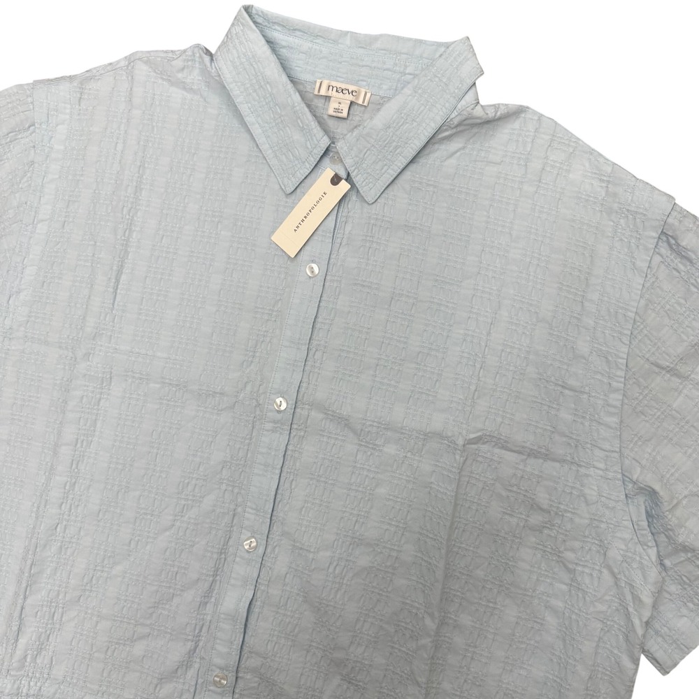 Maeve Anthropologie Button Down Shirt Women XL Light Blue Textured NWT